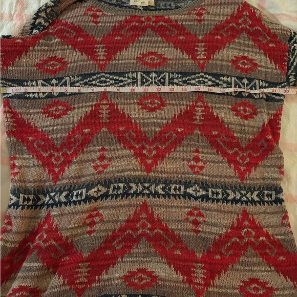 Denim & Supply Ralph Lauren Red and Tan Crew Neck Sweater - Picture 6 of 7